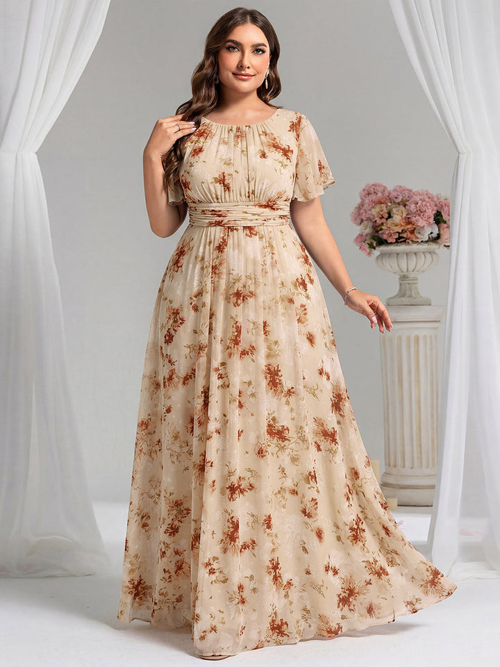 pretty KIMORA|Plus Size Simple Chiffon Pleated A-Line Bridesmaid Dress