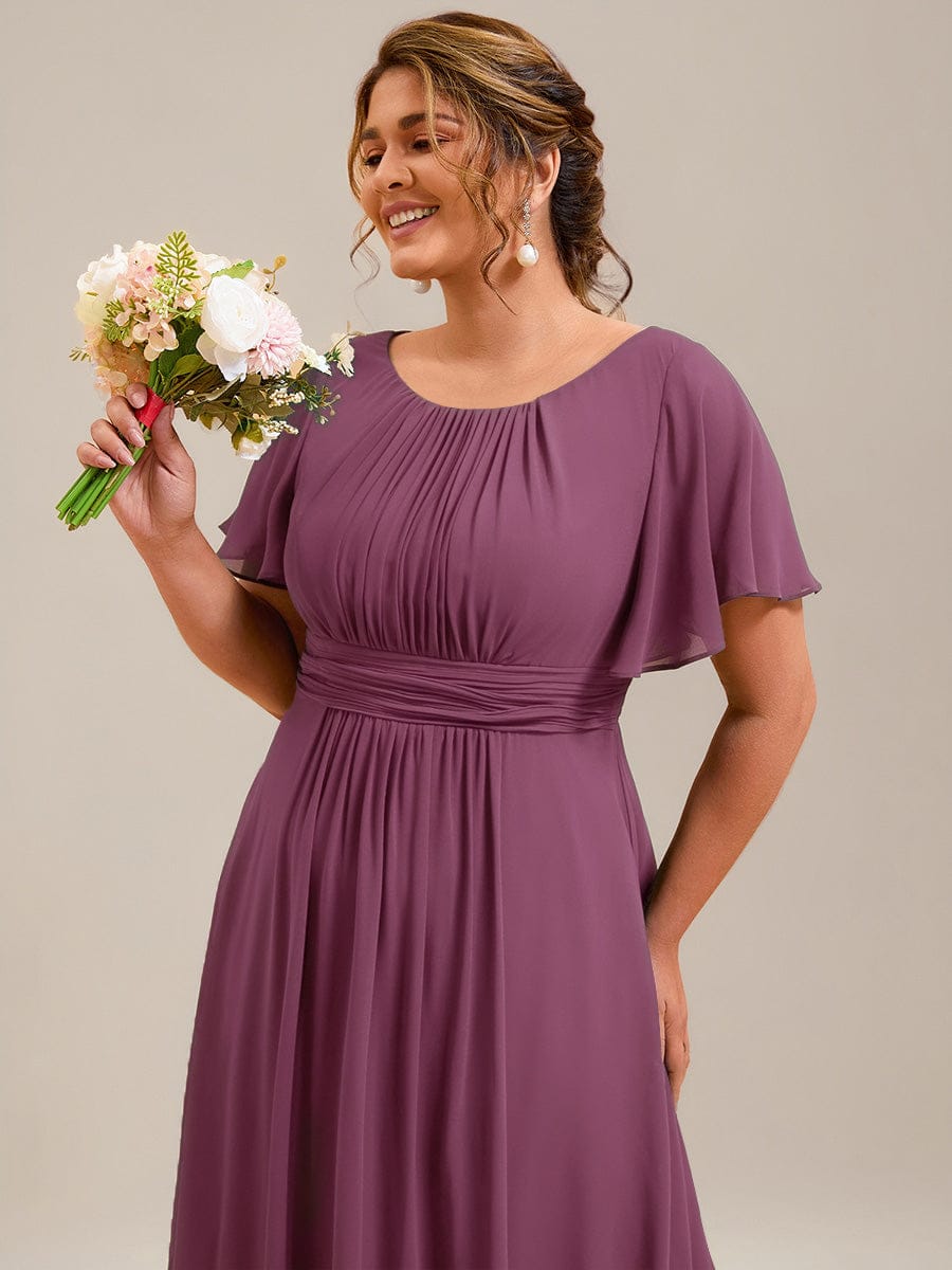 ever KIMORA|Simple Chiffon Pleated A-Line Bridesmaid Dress