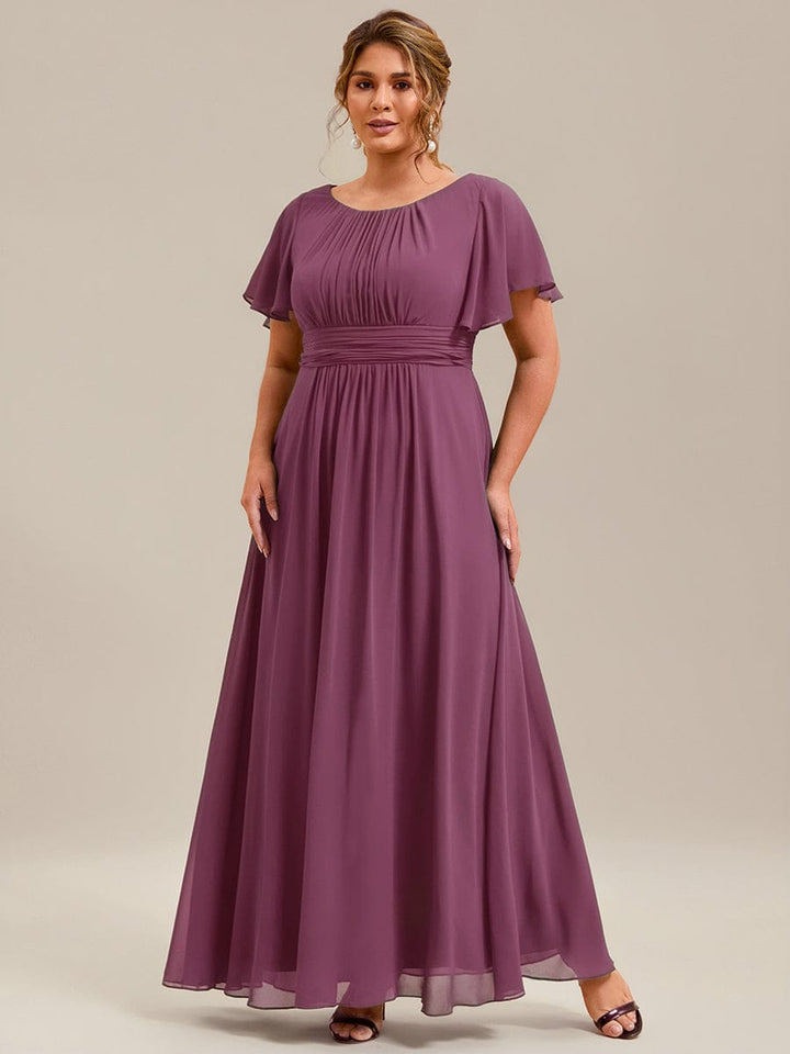 pretty KIMORA|Plus Size Printed Chiffon Pleated Maxi Wedding Guest Dress