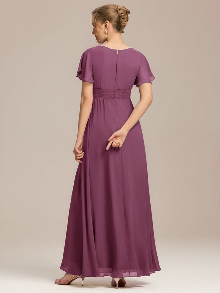 ever KIMORA|Simple Chiffon Pleated A-Line Bridesmaid Dress