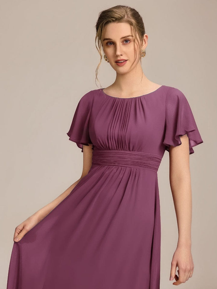 ever KIMORA|Simple Chiffon Pleated A-Line Bridesmaid Dress