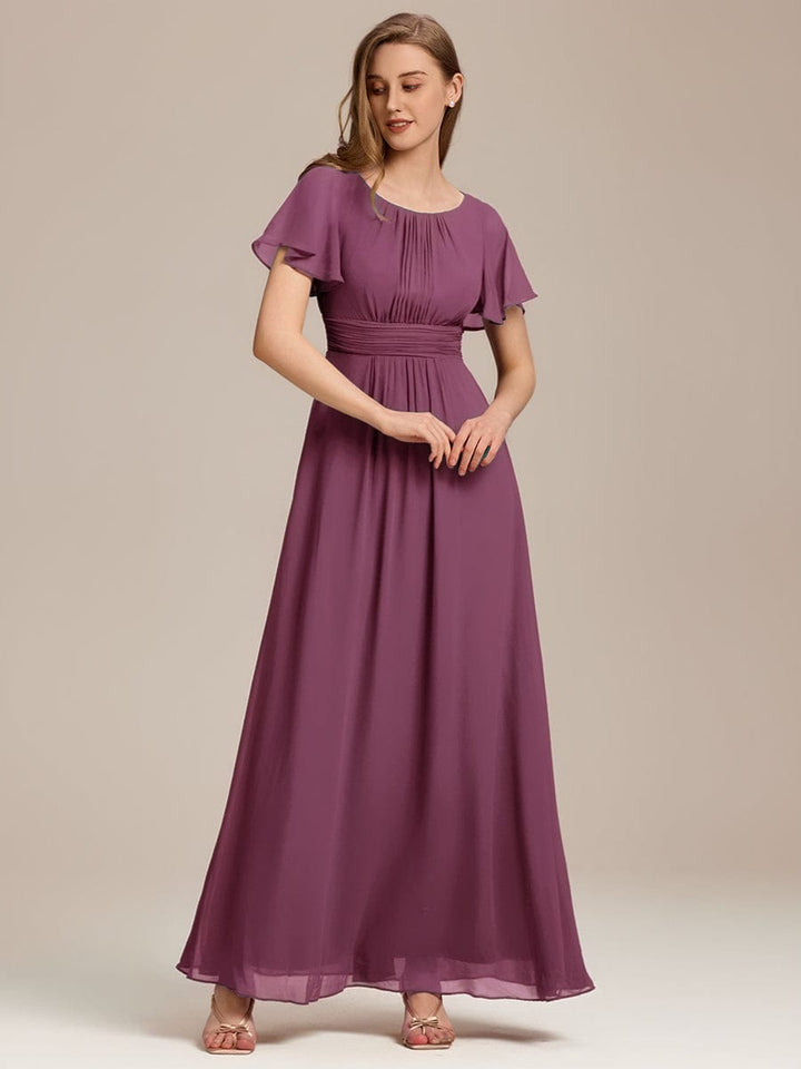 ever KIMORA|Simple Chiffon Pleated A-Line Bridesmaid Dress