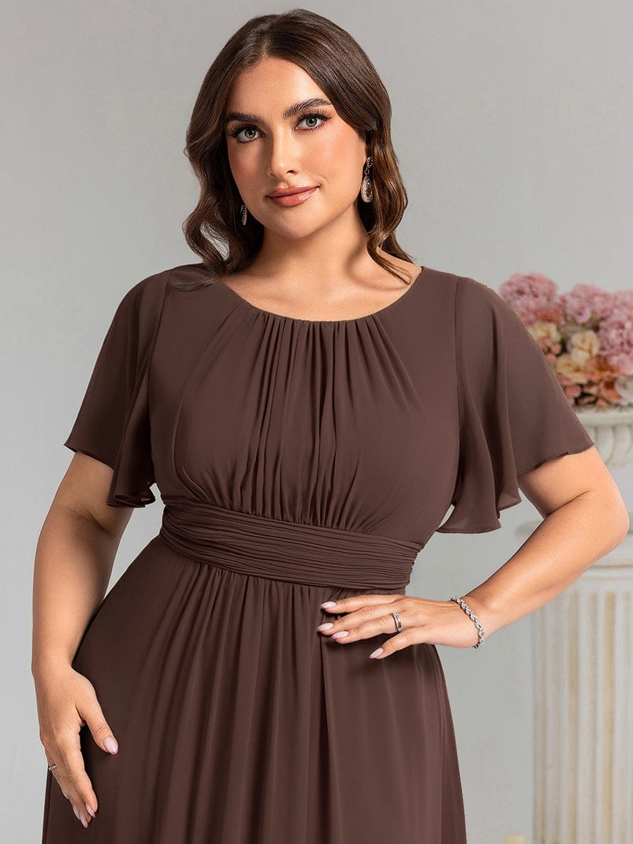 pretty KIMORA|Plus Size Printed Chiffon Pleated Maxi Wedding Guest Dress
