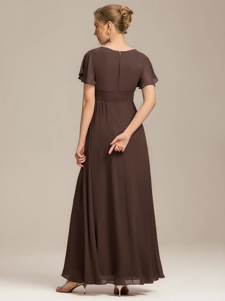ever KIMORA|Simple Chiffon Pleated A-Line Bridesmaid Dress