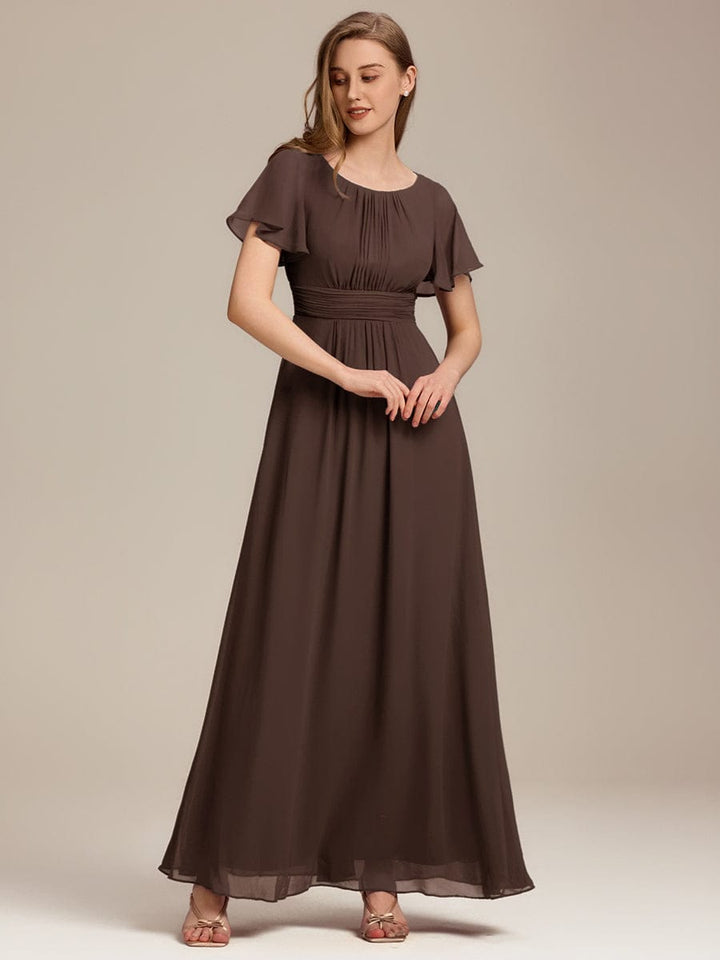 ever KIMORA|Simple Chiffon Pleated A-Line Bridesmaid Dress