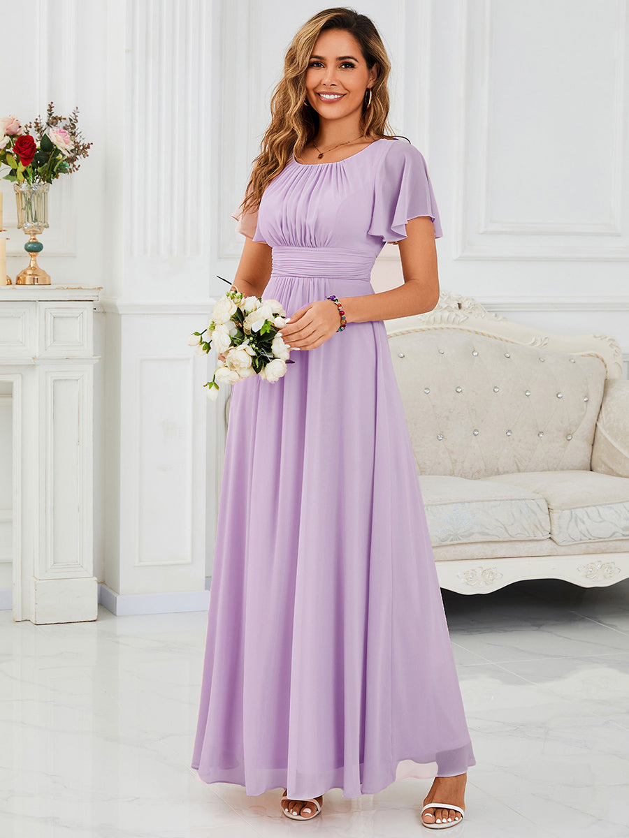 ever KIMORA|Simple Chiffon Pleated A-Line Bridesmaid Dress