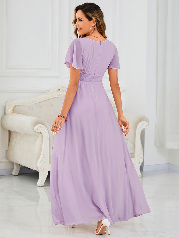ever KIMORA|Simple Chiffon Pleated A-Line Bridesmaid Dress
