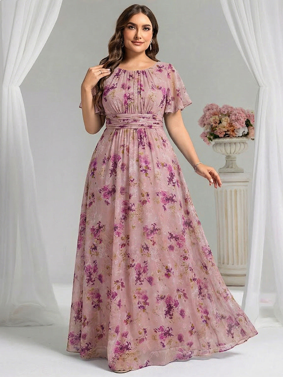 pretty KIMORA|Plus Size Simple Chiffon Pleated A-Line Bridesmaid Dress