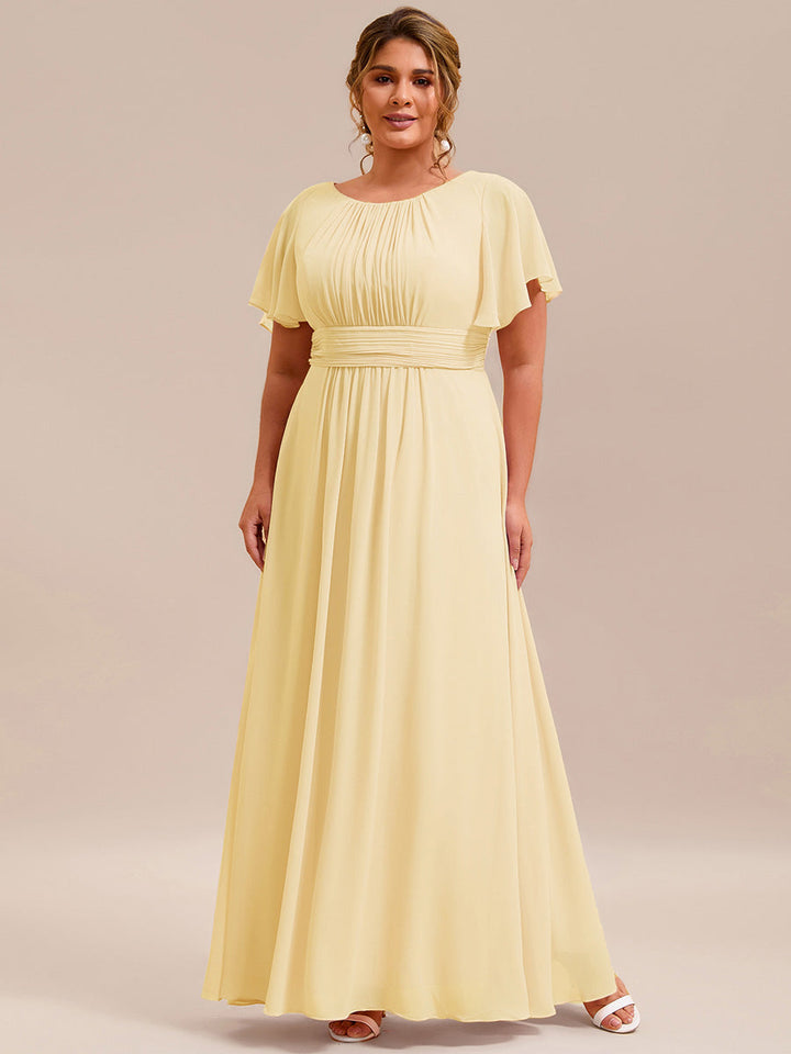 ever KIMORA|Simple Chiffon Pleated A-Line Bridesmaid Dress