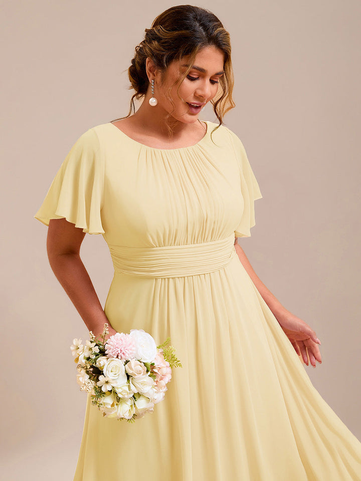 ever KIMORA|Simple Chiffon Pleated A-Line Bridesmaid Dress