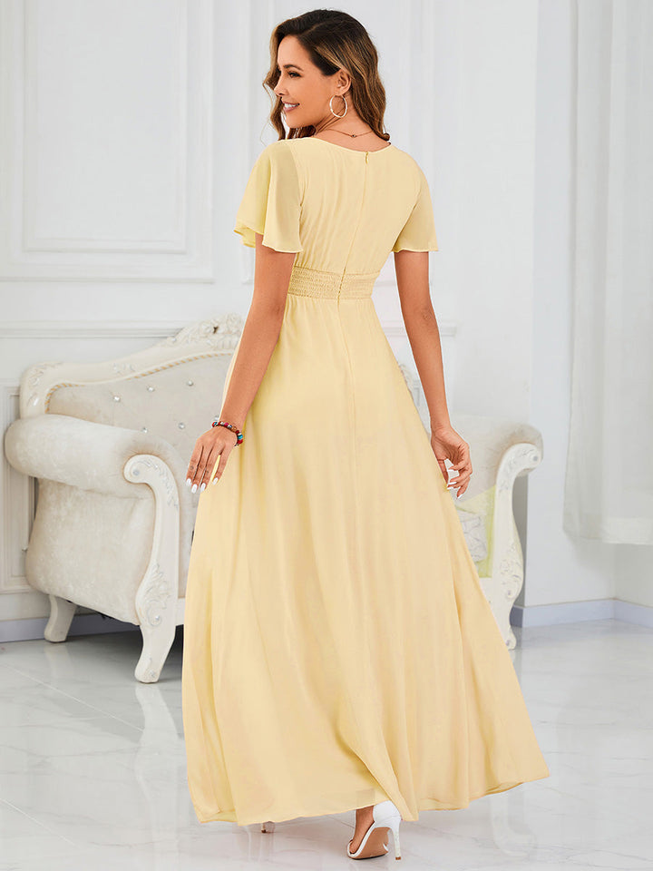 ever KIMORA|Simple Chiffon Pleated A-Line Bridesmaid Dress