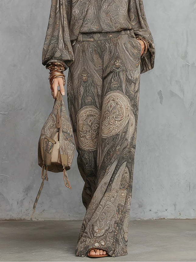 Camila | Lantern-Sleeve Top &amp; Wide-Leg Trousers Set