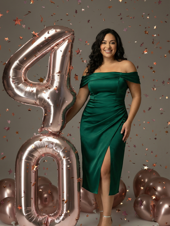 pretty DIANELLE|Plus Size Slit Satin Wedding Guest Dress