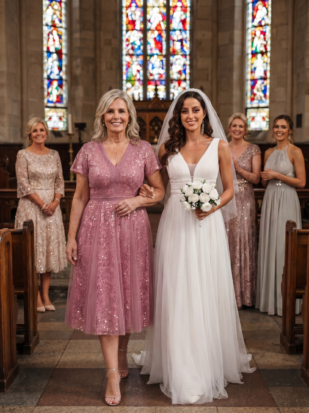 Plus Size Lace Ruffle Sleeve Wedding Guest Dress