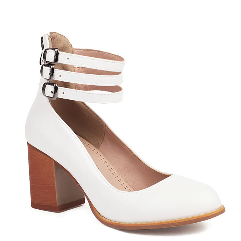 Caa™ | Smooth sandals with ankle strap and thick heel