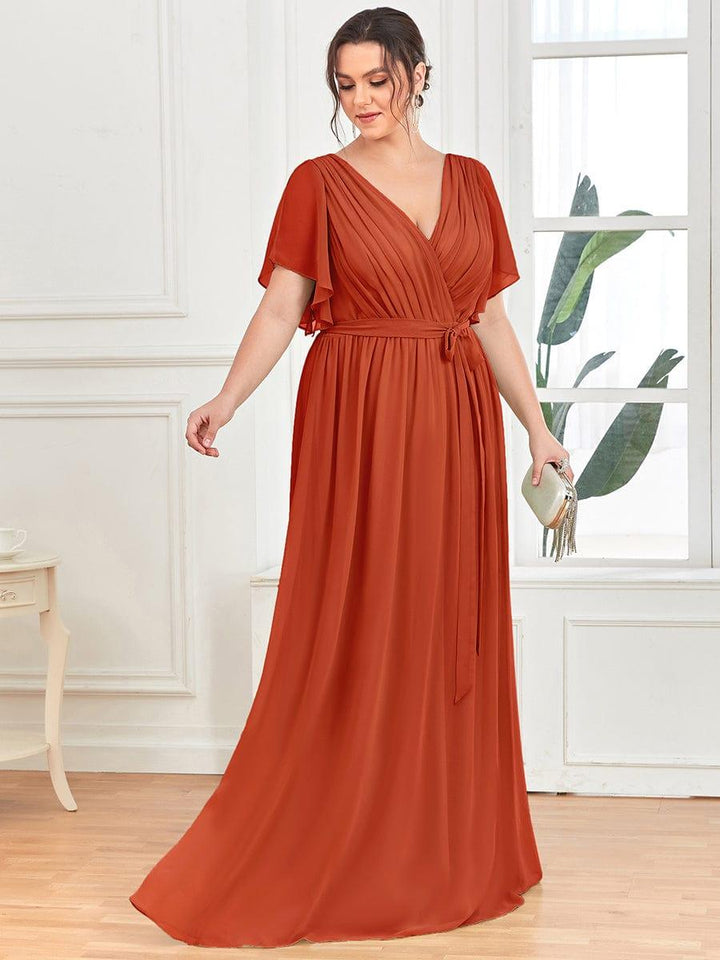 ever LEORA|A-Line Pleated Chiffon Tie-Waist Wedding Guest Dress