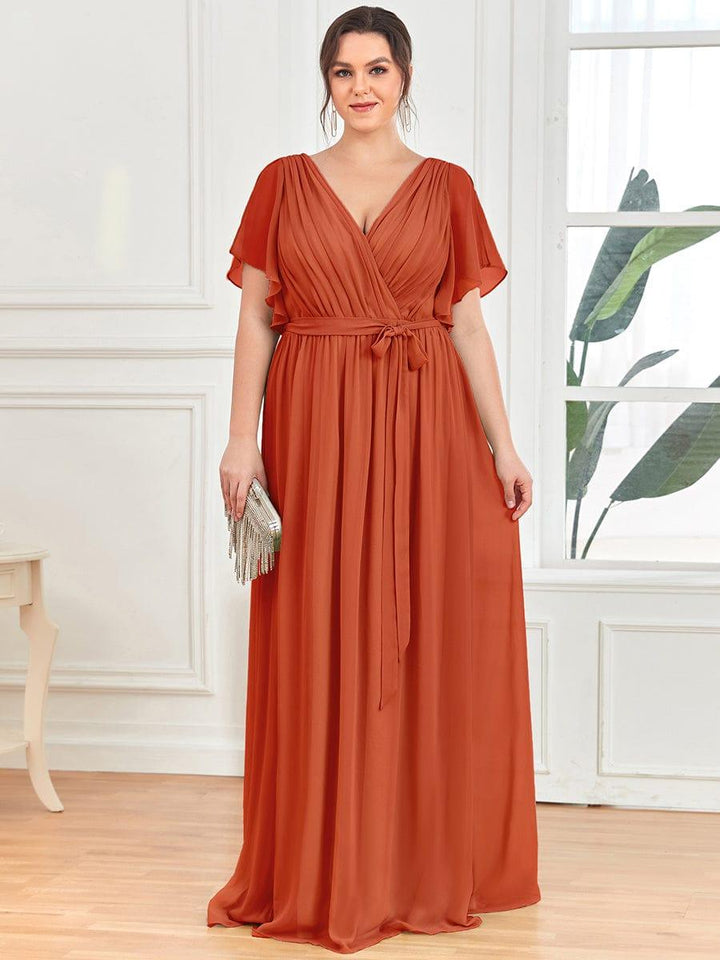 ever LEORA|A-Line Pleated Chiffon Tie-Waist Wedding Guest Dress