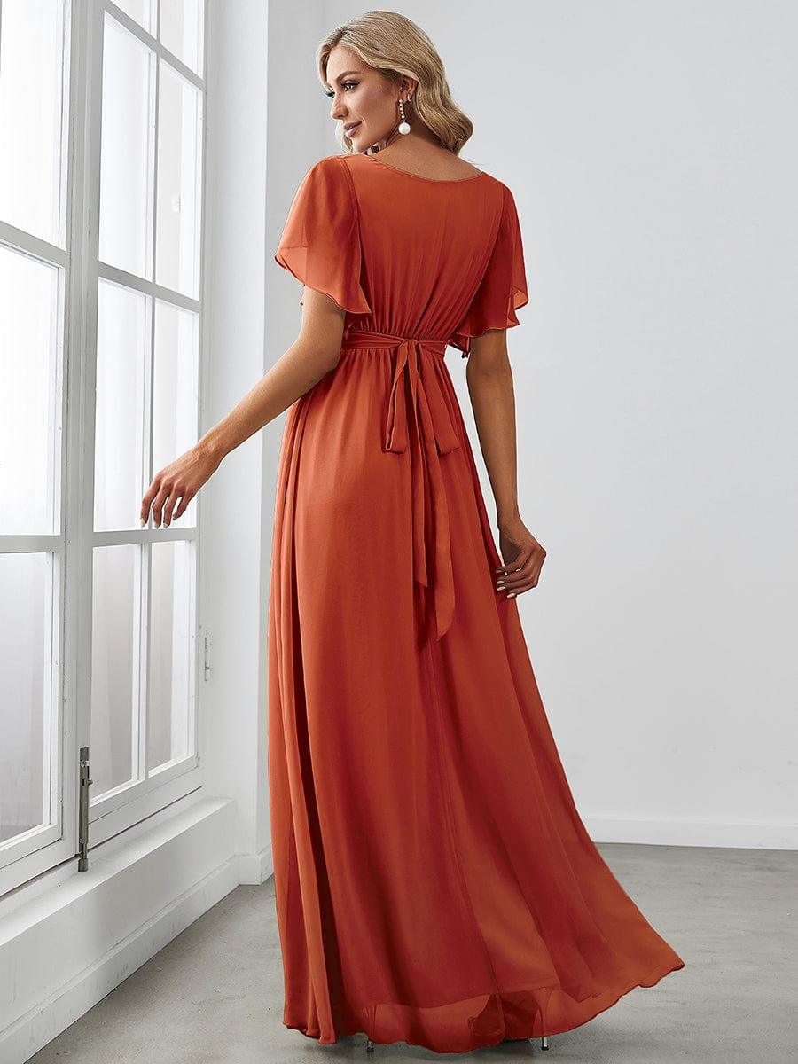 ever LEORA|A-Line Pleated Chiffon Tie-Waist Wedding Guest Dress