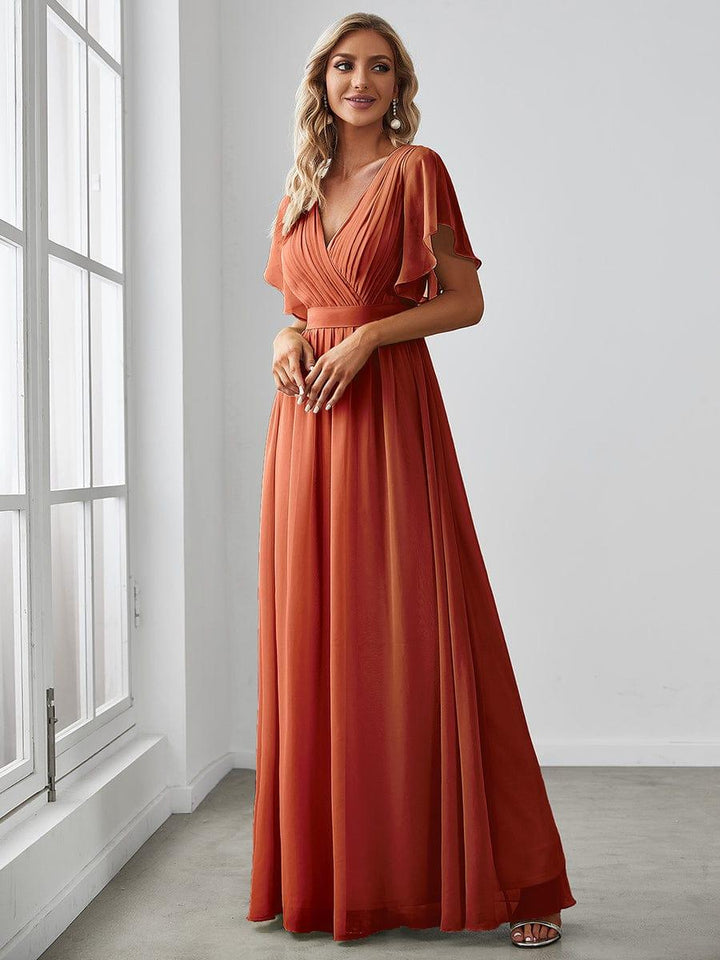 ever LEORA|A-Line Pleated Chiffon Tie-Waist Wedding Guest Dress
