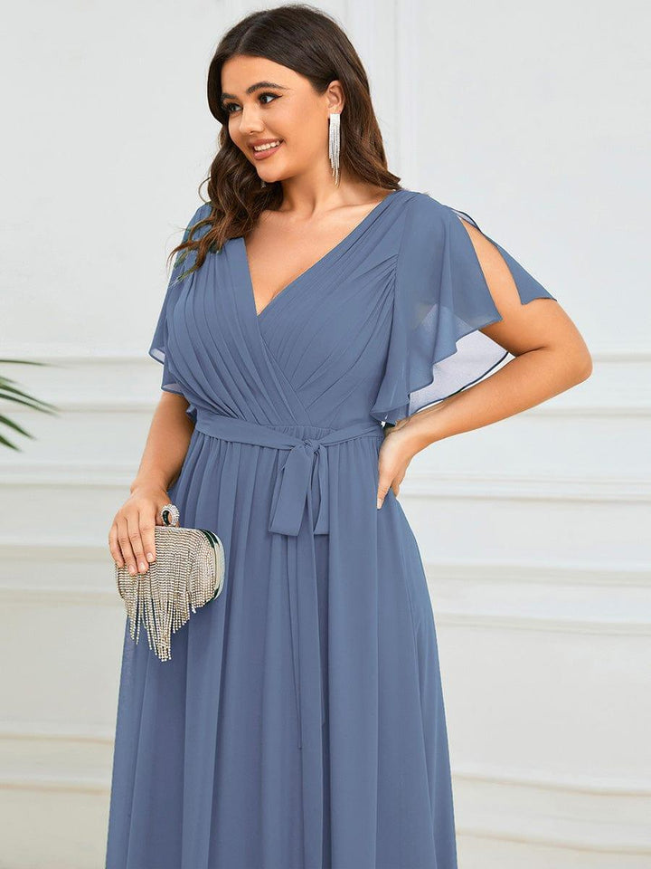 ever LEORA|A-Line Pleated Chiffon Tie-Waist Wedding Guest Dress