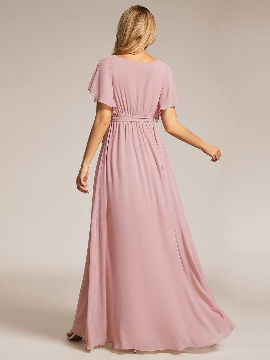 ever LEORA|A-Line Pleated Chiffon Tie-Waist Wedding Guest Dress