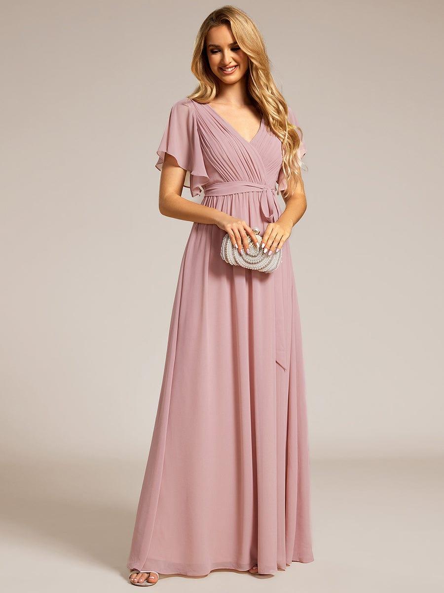 ever LEORA|A-Line Pleated Chiffon Tie-Waist Wedding Guest Dress