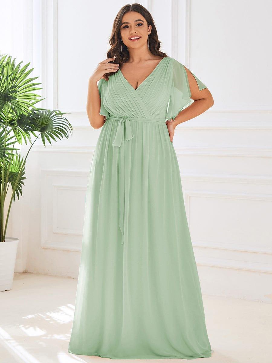 ever LEORA|A-Line Pleated Chiffon Tie-Waist Wedding Guest Dress