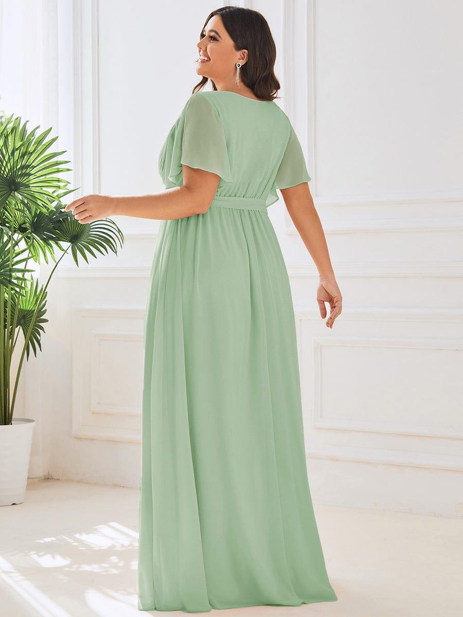 ever LEORA|A-Line Pleated Chiffon Tie-Waist Wedding Guest Dress