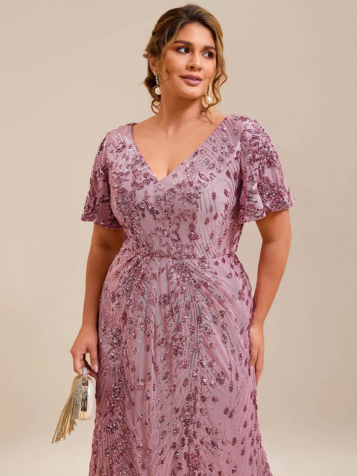 pretty PALMER|Plus Size Sequin Mermaid Formal Dress