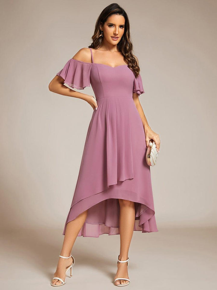 ever JORDANE|Spaghetti Strap Cold Shoulder Chiffon A-Line Midi Wedding Guest Dress