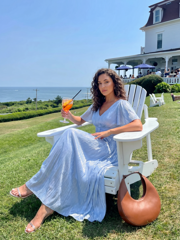 Ruffled Sea-island Ruffle Sleeve Midi Wedding Guest Dress