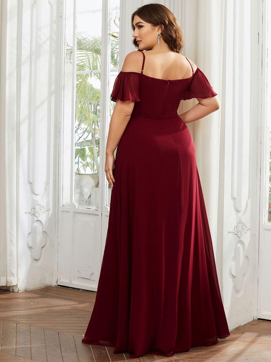 ever REYA|Cold Shoulder High Slit Chiffon Wedding Guest Dress