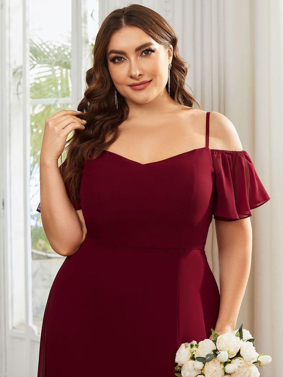 ever REYA|Cold Shoulder High Slit Chiffon Wedding Guest Dress