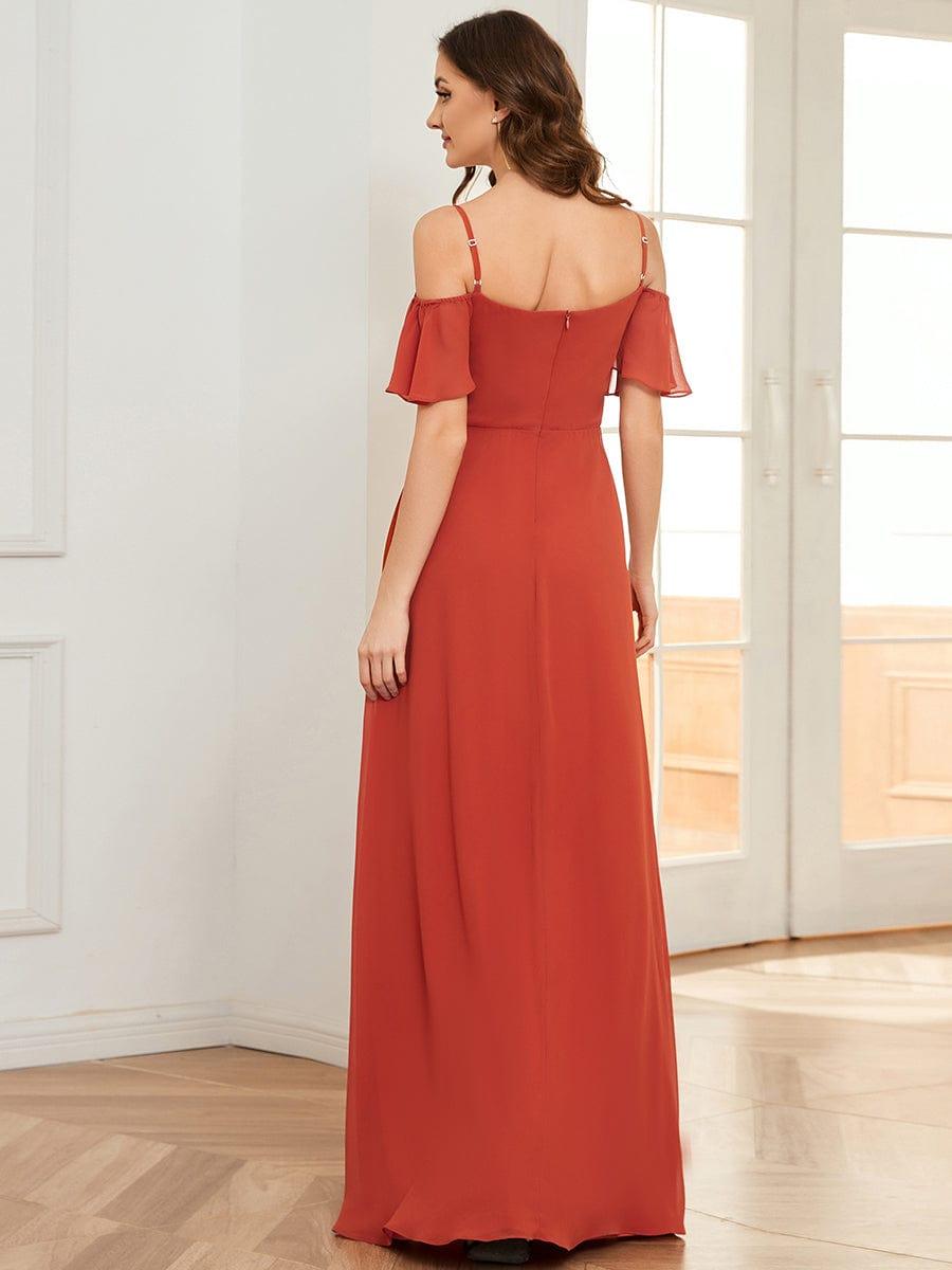 ever REYA|Cold Shoulder High Slit Chiffon Wedding Guest Dress