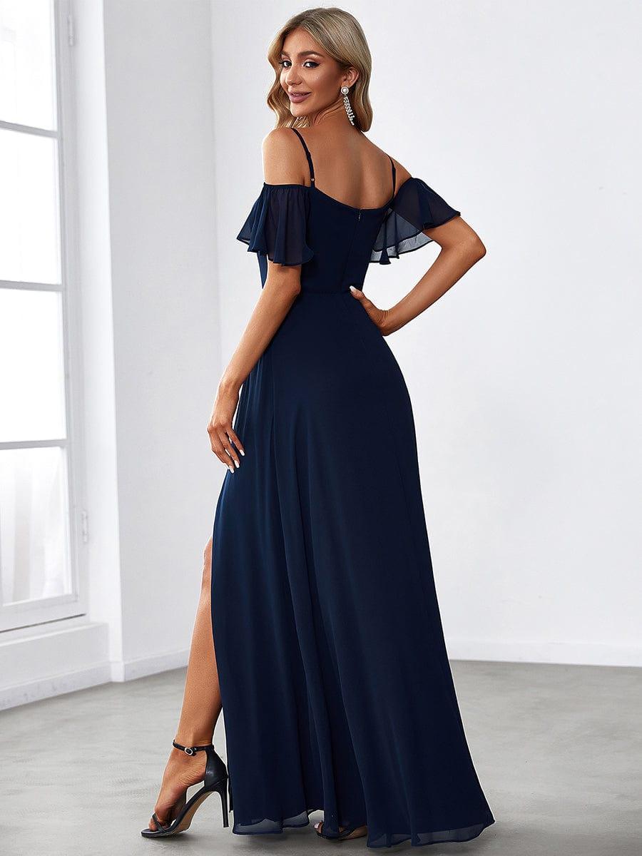 ever REYA|Cold Shoulder High Slit Chiffon Wedding Guest Dress