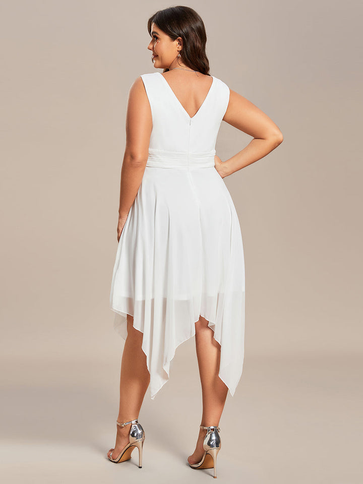 ever ELORA|V Neck Ruched Asymmetrical Hems Midi Chiffon Bridesmaid Dress