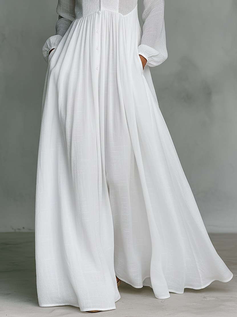 Patchwork Maxi Dress Stand Collar