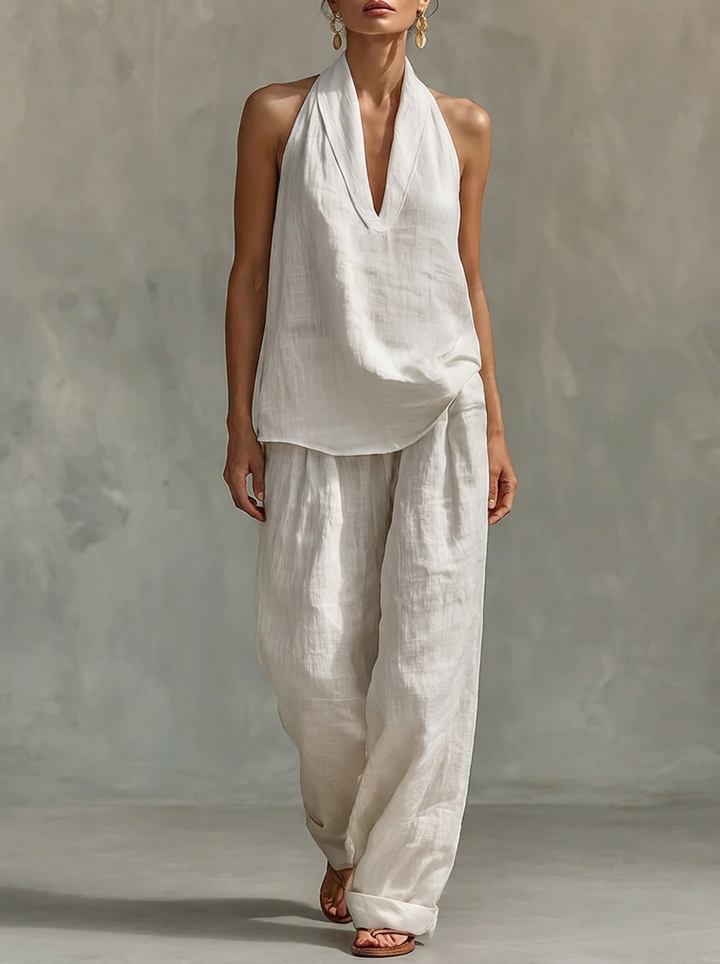 Zoey || Sleeveless Set with Wide Pants