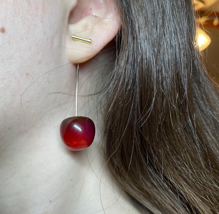Blood Red Cherry Earrings, Y2K Jewelry, Y2K, Coquette, Lightweight, White Elephant Gift, Galentine&