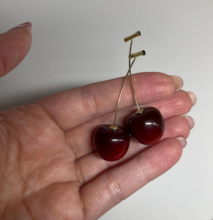 Blood Red Cherry Earrings, Y2K Jewelry, Y2K, Coquette, Lightweight, White Elephant Gift, Galentine&