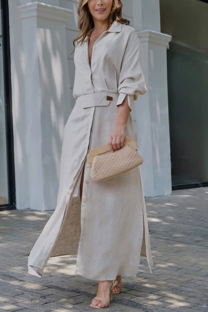 ELISABETTA | Elegant Maxidress with V-Neck and Flowing Cut for a Chic Summer