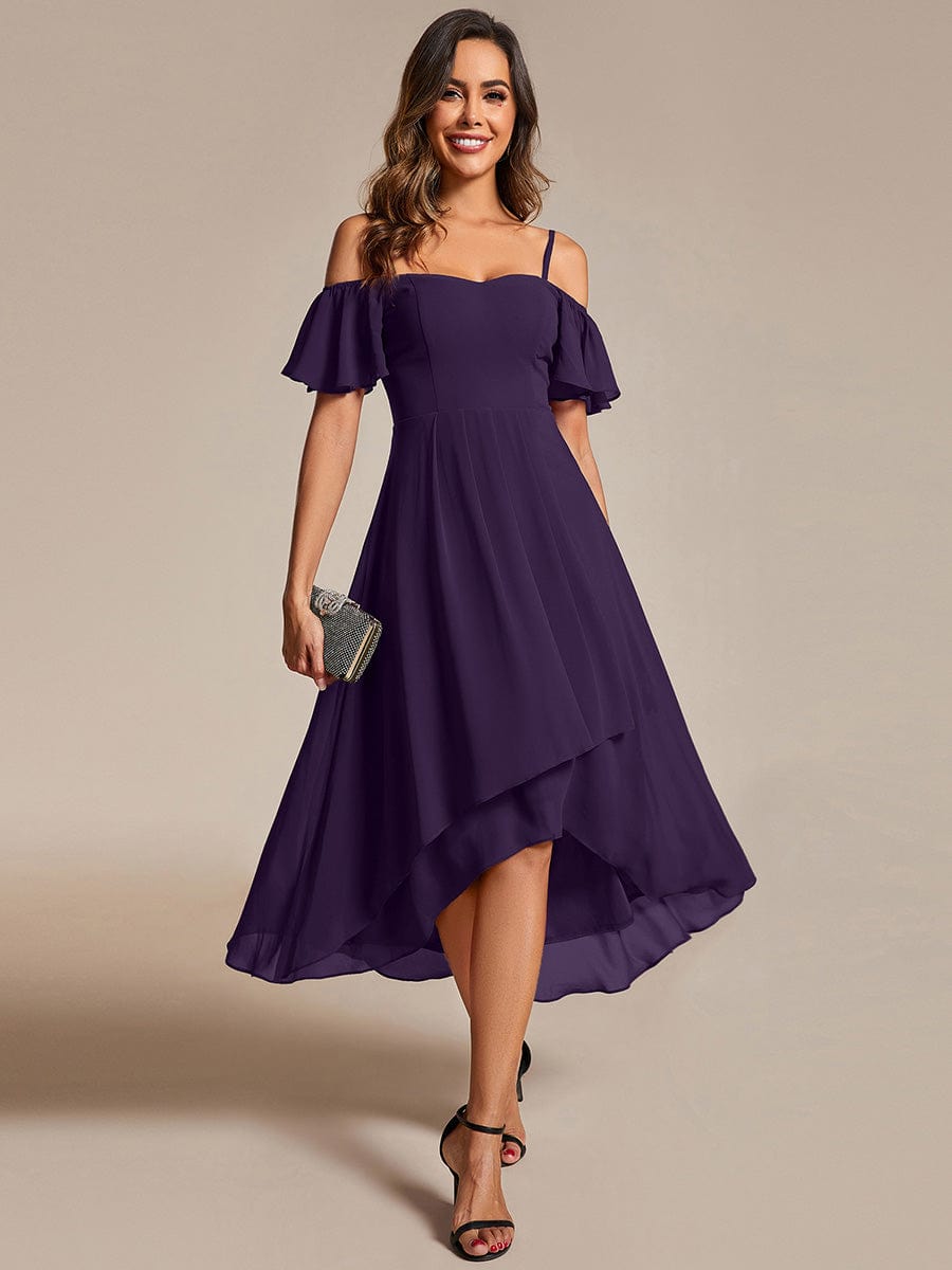ever JORDANE|Spaghetti Strap Cold Shoulder Chiffon A-Line Midi Wedding Guest Dress